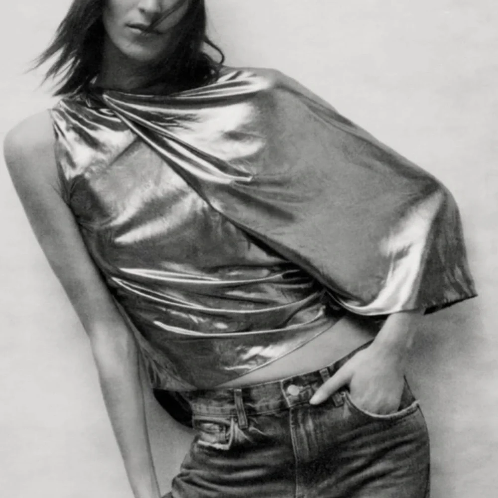ZARA ASYMMETRIC SILVER METALLIC TOP XS/NWT - Picture 5 of 14